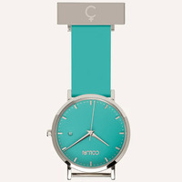 Silver Nightingale Nurses Watch with Turquoise Green Dial + Turquoise Green Band image
