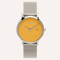 Silver Pankhurst Watch with Saffron Yellow Dial + Yellow Band image