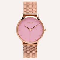 Rose Gold Kahlo Watch with Rose Pink Dial + Black Band image