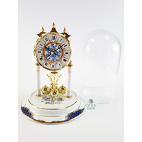 23cm White & Gold Porcelain Anniversary Clock With Blue Decorative Detail By HALLER image