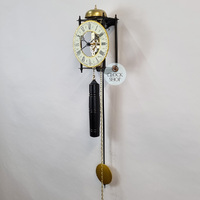 62cm Black Mechanical Skeleton Wall Clock With Bell Strike & Brass Features By HERMLE image