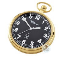 48mm Gold Unisex Pocket Watch With Open Dial By CLASSIQUE (Black Arabic) image