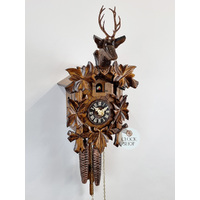 5 Leaf & Deer 1 Day Mechanical Carved Cuckoo Clock 30cm By ENGSTLER image