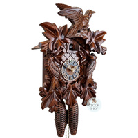 5 Leaf & Bird 8 Day Mechanical Carved Cuckoo Clock With Side Birds 40cm By HÖNES image