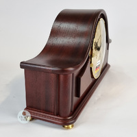 18cm Mahogany Mechanical Tambour Mantel Clock With Westminster Chime & Gold Dial By HERMLE image