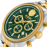 Colonne Chrono 2 Tone Stainless Steel IP Yellow Gold Green Dial By VERSACE image