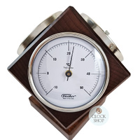 15cm Walnut Weather Station Cube With Barometer, Thermometer, Hygrometer By FISCHER image