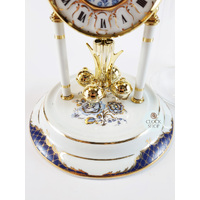 23cm White & Gold Porcelain Anniversary Clock With Blue Decorative Detail By HALLER image