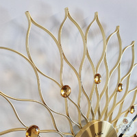 50cm Gold Flower Wall Clock With Jewels By AMS image