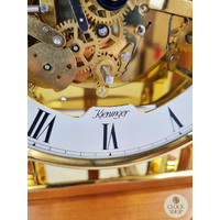 39cm Cherry Mechanical Skeleton Table Clock With Triple Chime By KIENINGER image