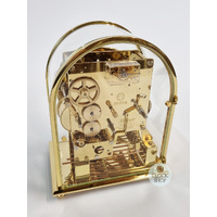 20cm Polished Brass Mechanical Skeleton Table Clock With Triple Chime By KIENINGER image