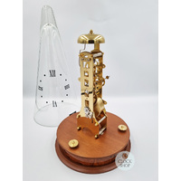35cm Cherry Mechanical Skeleton Table Clock With Glass Dome & Bell Strike By HERMLE image