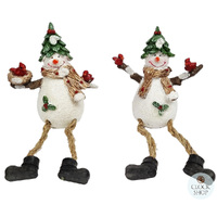18cm Snowman Shelf Sitter With Christmas Tree Hat- Assorted Designs image