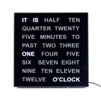 28cm Black Modern LED Text Clock By AMS image