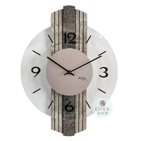 38cm Grey Stone Look Wall Clock With Glass Dial By AMS image