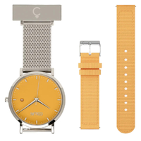 Silver Nightingale Nurses Watch with Saffron Yellow Dial + Yellow Band image