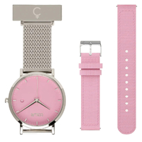 Silver Nightingale Nurses Watch with Rose Pink Dial + Pink Band image
