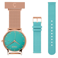 Rose Gold Nightingale Nurses Watch with Turquoise Green Dial + Turquoise Green Band image