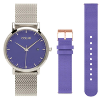 Silver Kahlo Watch with Violet Purple Dial + Violet Purple Band image