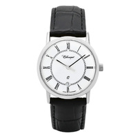 35mm Mens Swiss Quartz Watch With Black Leather Band By CLASSIQUE image