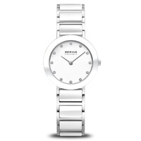 26mm Ceramic Collection Womens Watch With White Dial, Silver Stainless Steel Strap & Silver Case By BERING image
