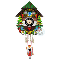 Swiss House Battery Chalet Clock With Swinging Doll 14cm By ENGSTLER image
