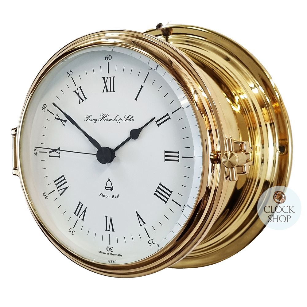 18cm Brass Ship/Nautical Quartz Clock By HERMLE (Imperfections) image