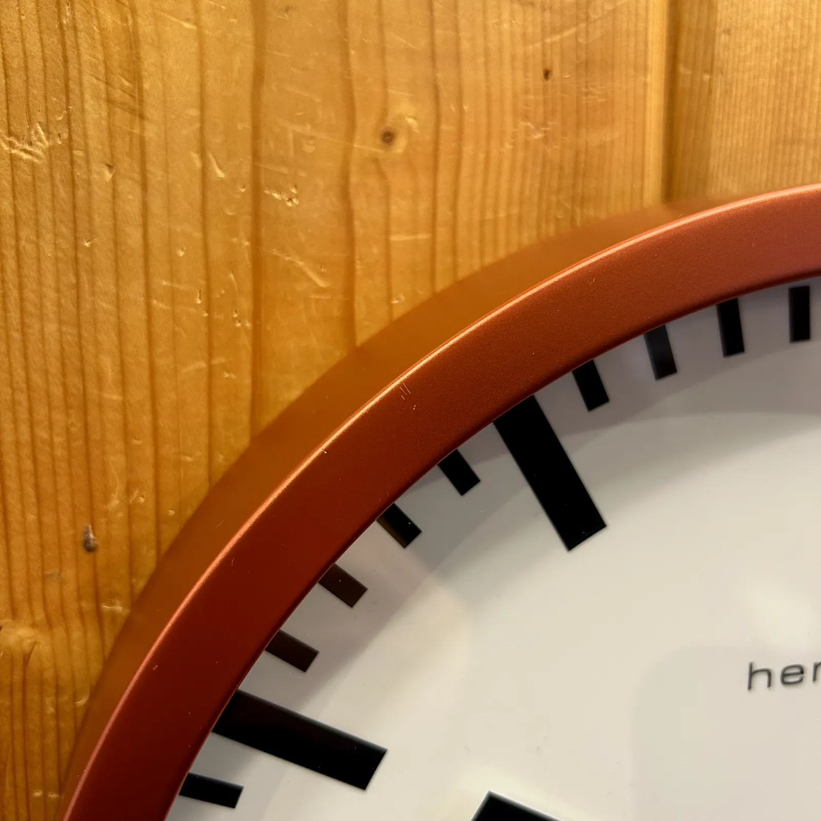 30cm Brushed Stainless Red Modern Wall Clock By HERMLE (New Glass) image