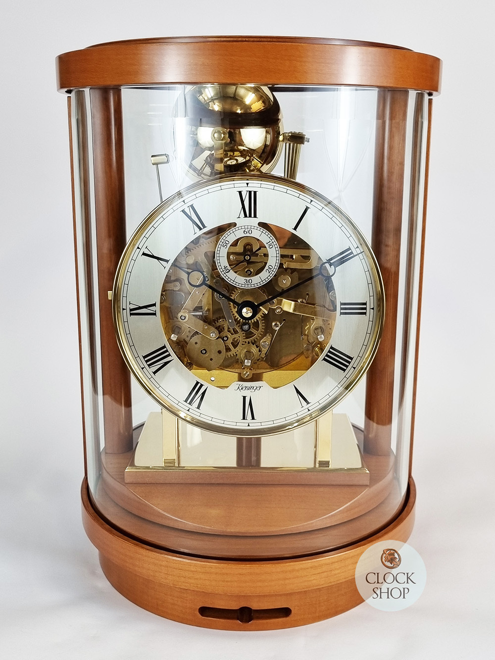 39cm Cherry Mechanical Skeleton Table Clock With Triple Chime By KIENINGER image