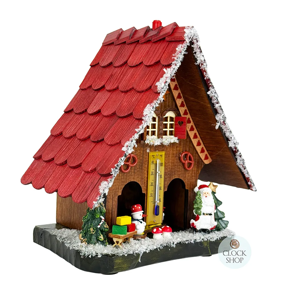 22cm Chalet Weather House With Santa & Snowman By TRENKLE image