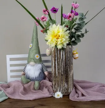 Florian Sundrop | Fabric Gnome With Light Green Daisy Hat | Assorted Sizes image