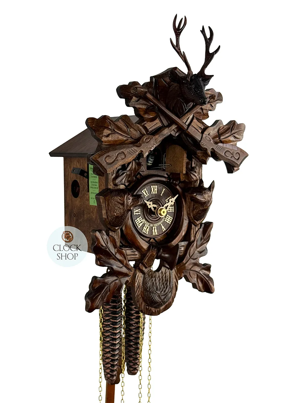 Hunting Dogs 1 Day Mechanical Carved Cuckoo Clock 31cm By SCHWER image