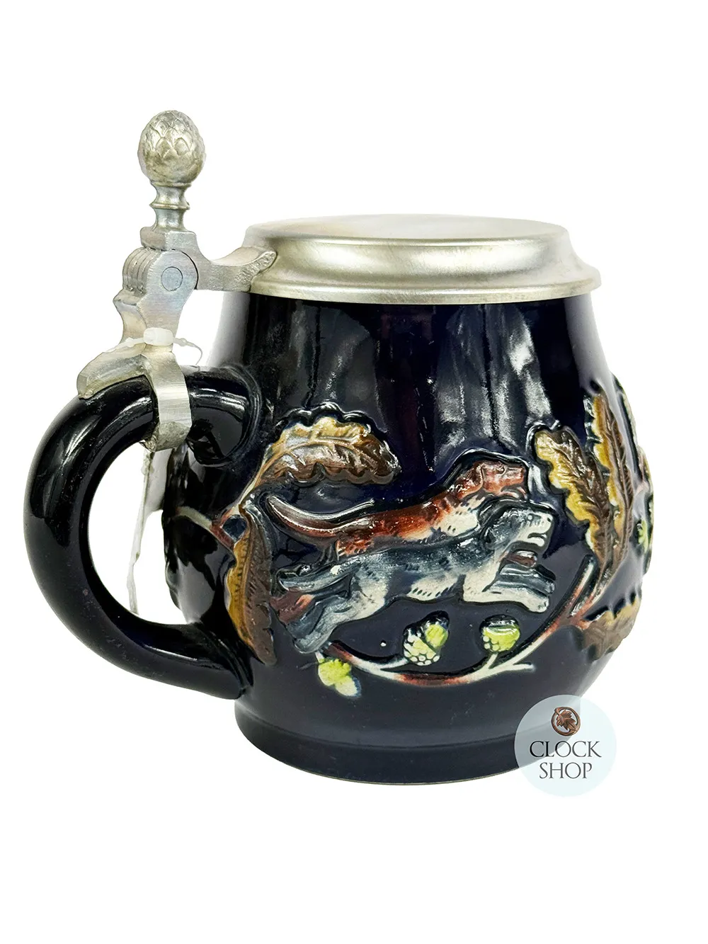 Blue Hand Painted Hunter Beer Stein With Flat Pewter Lid 0.5L By KING image