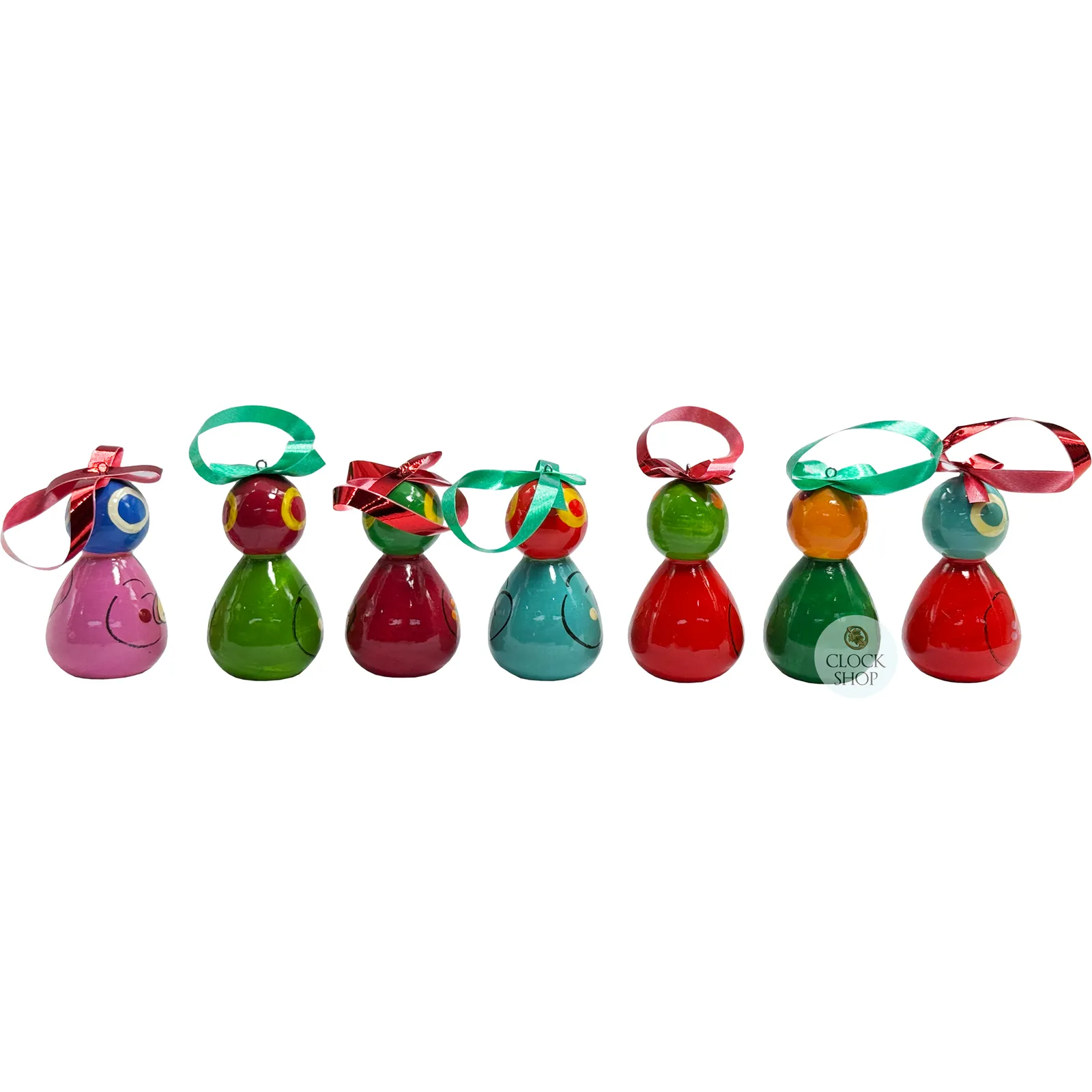 Russian Dolls Hanging Decoration- Red & Green 6cm (Set of 7) image