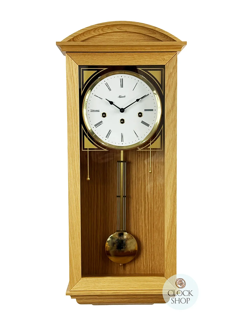 64cm Oak 8 Day Mechanical Chiming Wall Clock By HERMLE image