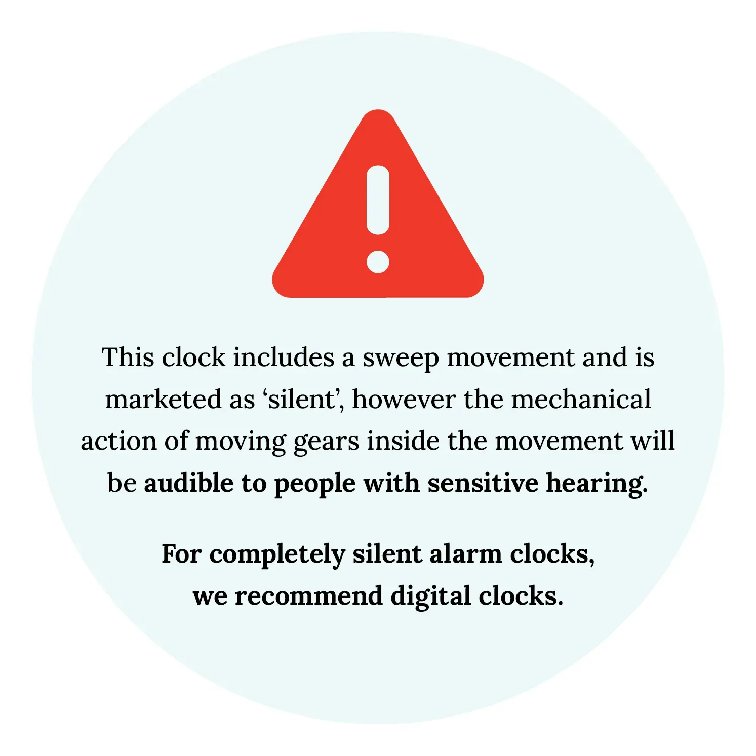6.4cm Silent Analogue Alarm Clock With Black Case & White Dial By UTS image
