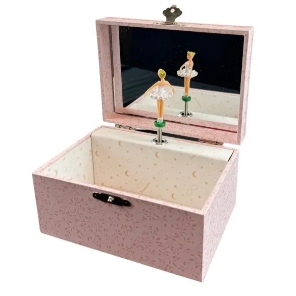 Pink Ballerina Musical Jewellery Box With Flowers (Tchaikovsky-Swan Lake) image