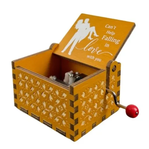 Wooden Hand Crank Music Box- Can't Help Falling In Love With You (Case Only) image