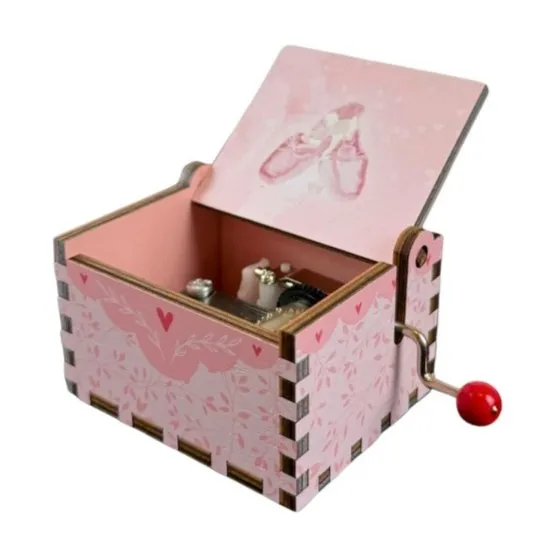 Pink Wooden Hand Crank Music Box- Ballerina (Case Only) image