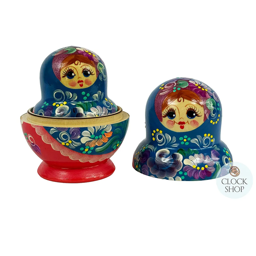 Floral Russian Dolls- Blue & Pink Flowers 15cm (Set Of 10) image