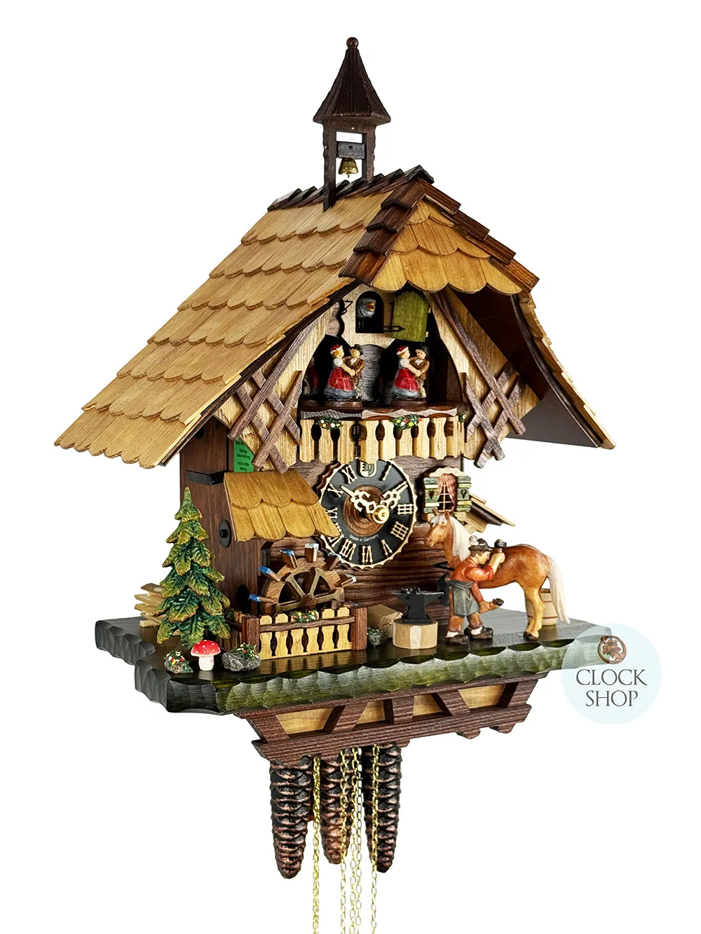 Farrier & Water Wheel 1 Day Mechanical Chalet Cuckoo Clock With Dancers 40cm By HÖNES image