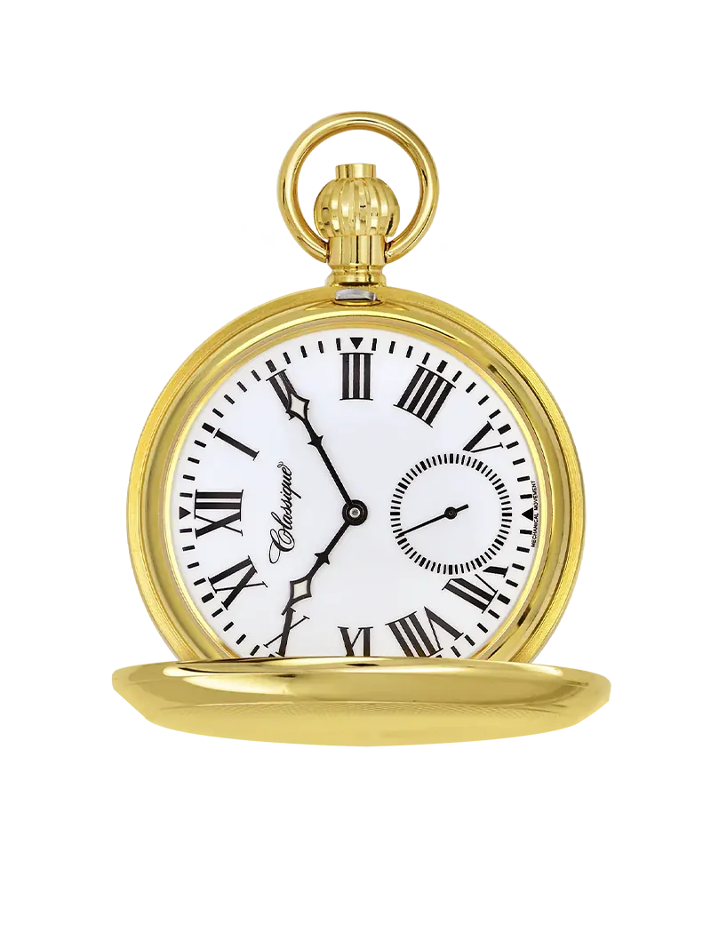 49mm Gold Unisex Mechanical Pocket Watch By CLASSIQUE (Roman) image