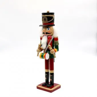 25cm Red & Green Drummer Nutcracker image