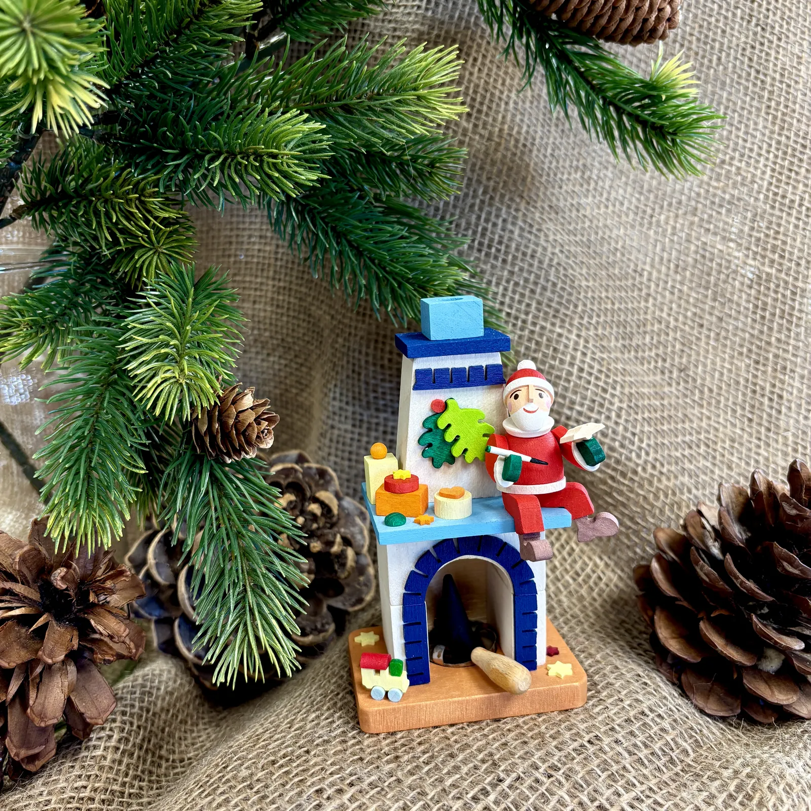 12.5cm Santa Claus On Chimney German Incense Burner By Graupner image
