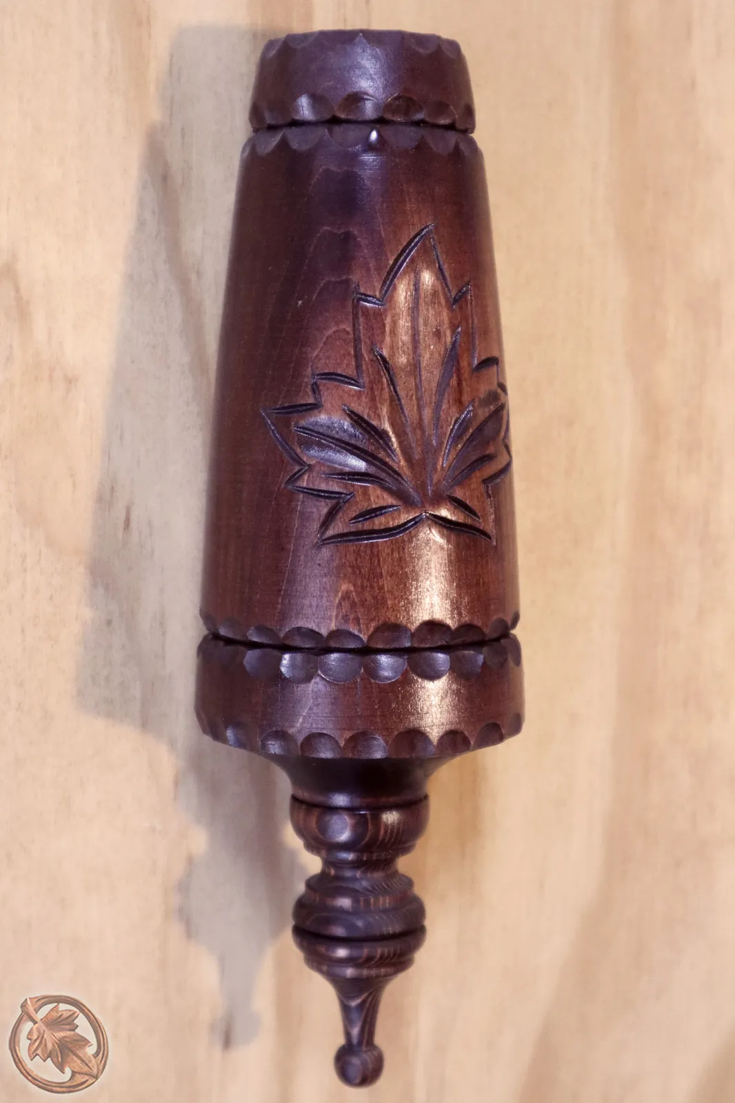 Hand Carved Chain Cup - Maple Leaf image