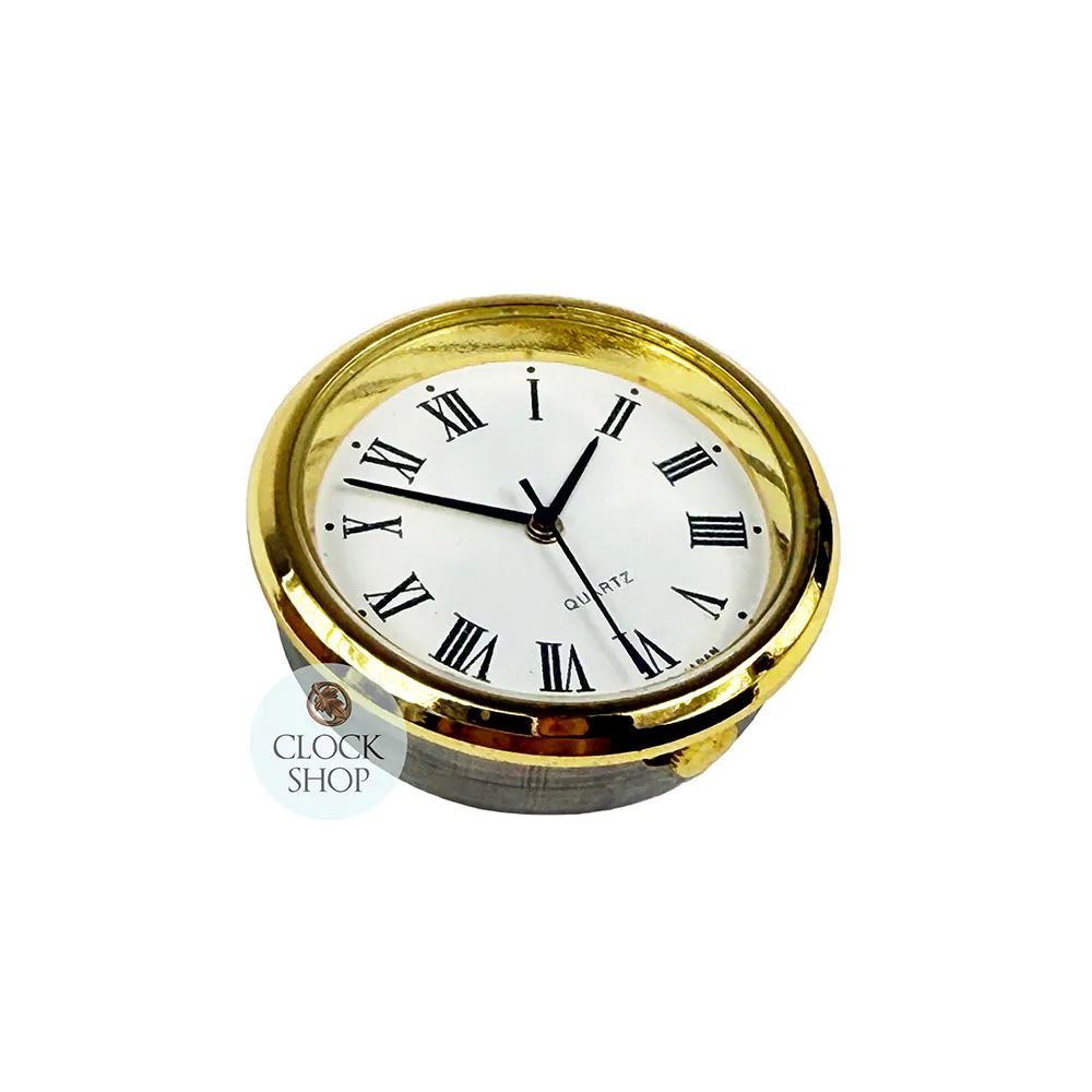 3.5cm Gold Clock Insert With White Dial & Roman Numerals image