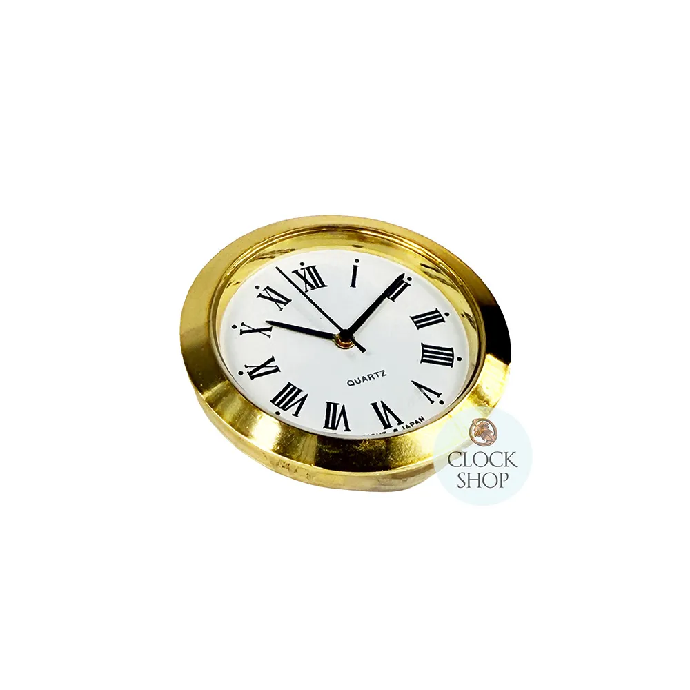 3.6cm Gold Clock Insert With White Dial & Roman Numerals image