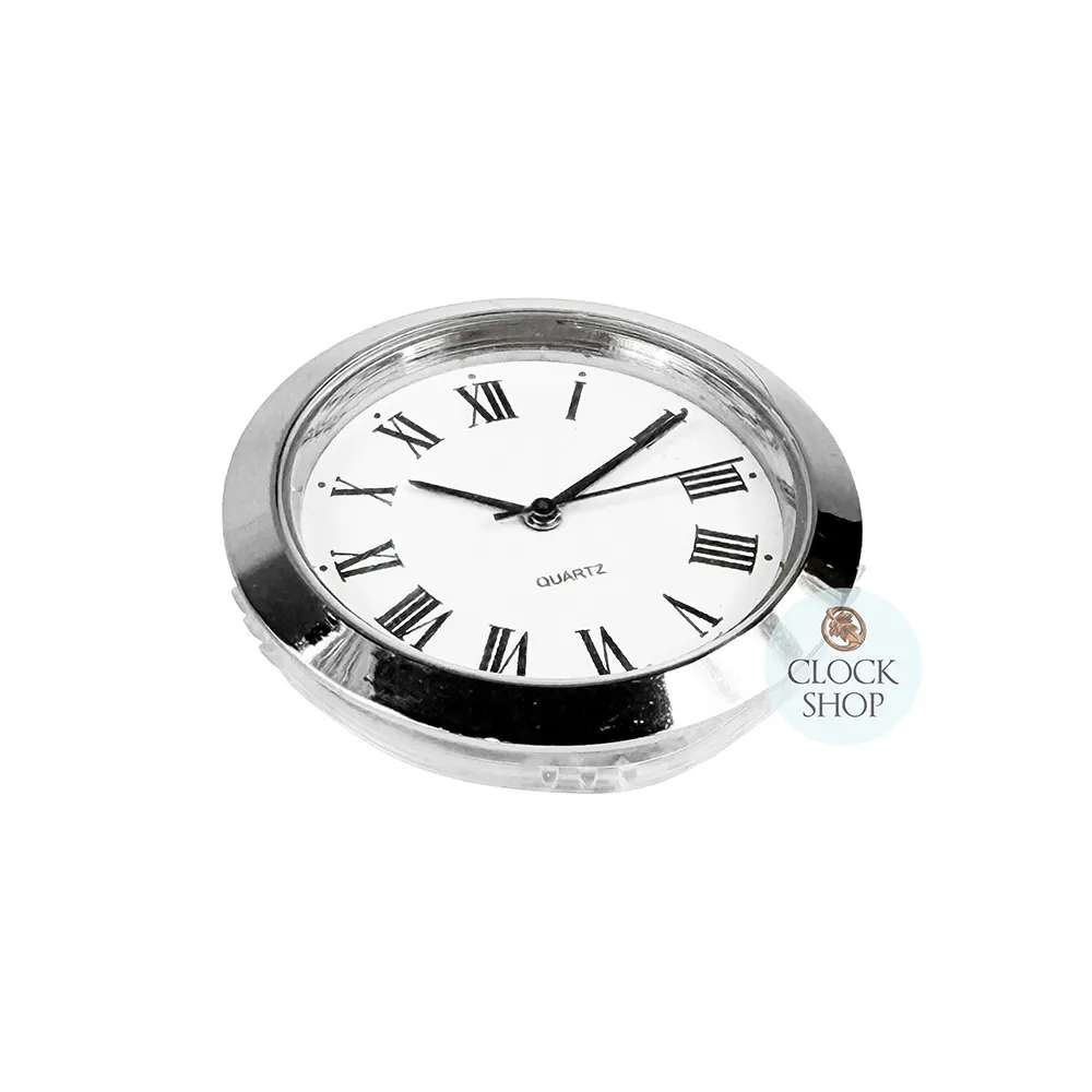 3.6cm Silver Clock Insert With White Dial & Roman Numerals image