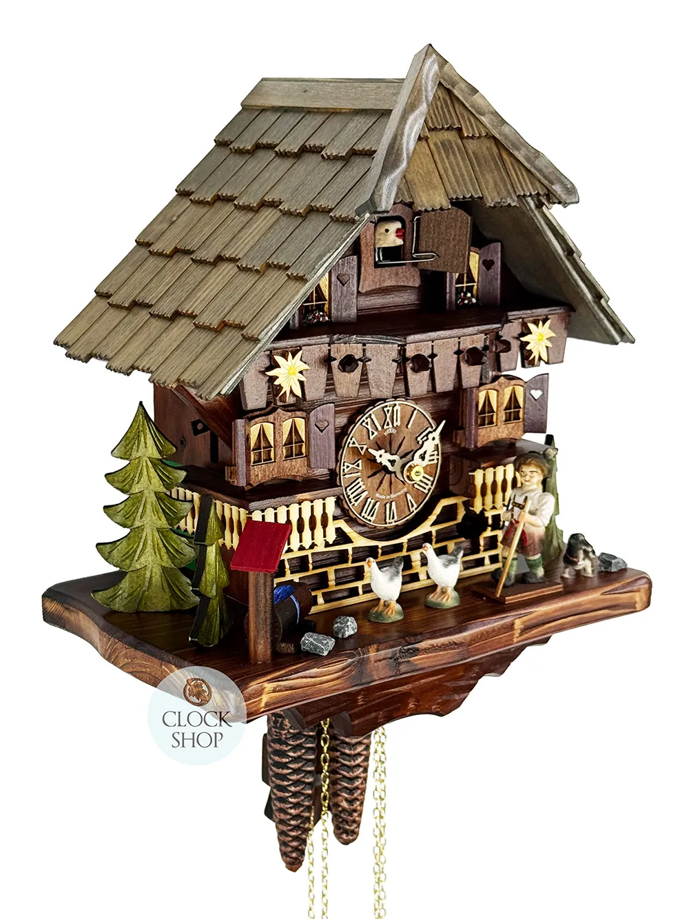 Shepherd Boy & Geese 1 Day Mechanical Chalet Cuckoo Clock 31cm By HEKAS image