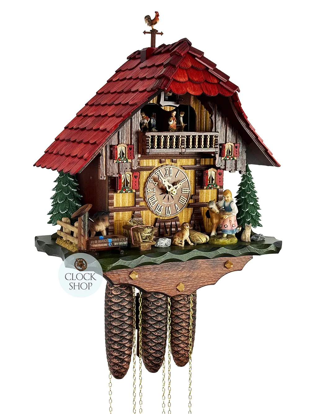 Girl & Horse 8 Day Mechanical Chalet Cuckoo Clock With Dancers 42cm By HEKAS image